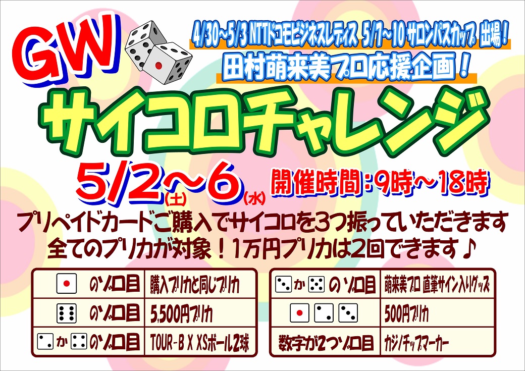 GWサイコロチャレンジ☆